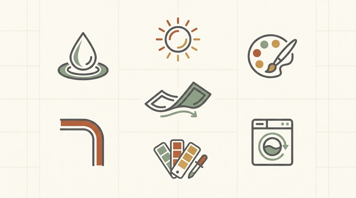 Seven durability benefits of 2D PVC patches shown as icons